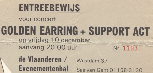 Golden Earring show ticket#1193 December 10, 1982 Sas van Gent - Vlaanderenhal